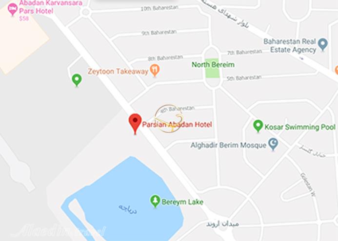 نمای سالن چشم انداز هتل پارسیان آبادان از علاءالدین روی نقشه