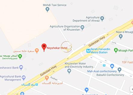 نمای سالن کنفرانس یک هتل نیشکر اهواز روی نقشه