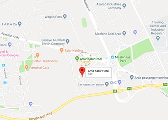 نمای سالن کوهستان هتل امیرکبیر اراک روی نقشه