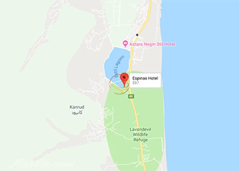 نمای سالن چندمنظوره هتل اسپیناس آستارا روی نقشه