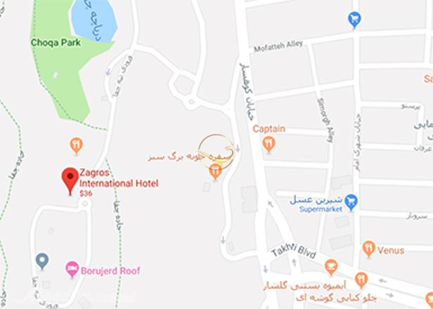 نمای تالار میلاد هتل زاگرس بروجرد روی نقشه