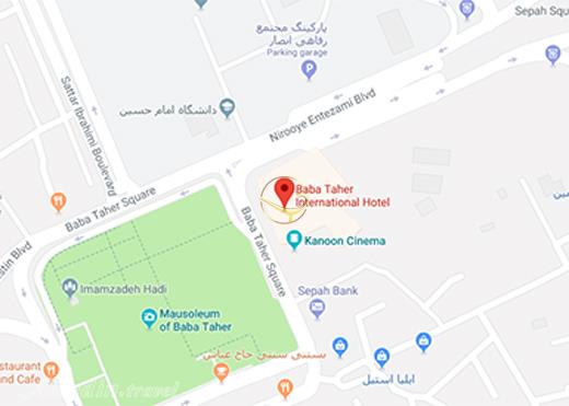 نمای سالن بیستون هتل باباطاهر همدان روی نقشه