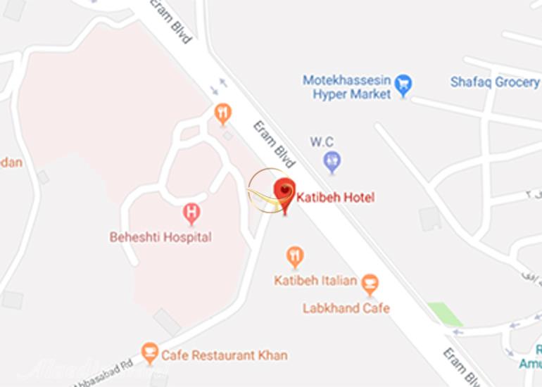 نمای تالار زمرد هتل کتیبه همدان روی نقشه