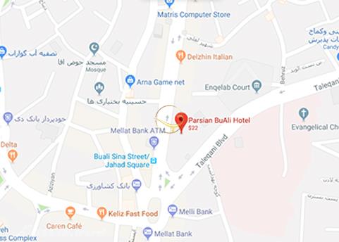 نمای سالن الوند هتل پارسیان بوعلی همدان روی نقشه