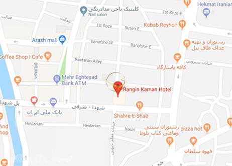 نمای سالن رز هتل رنگین کمان خرم آباد روی نقشه