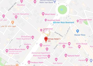 نمای سالن چند منظوره هتل الماس 1 مشهد روی نقشه