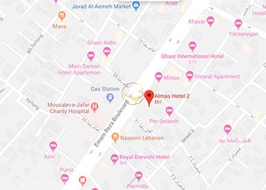 نمای سالن یاقوت هتل الماس 2 مشهد روی نقشه