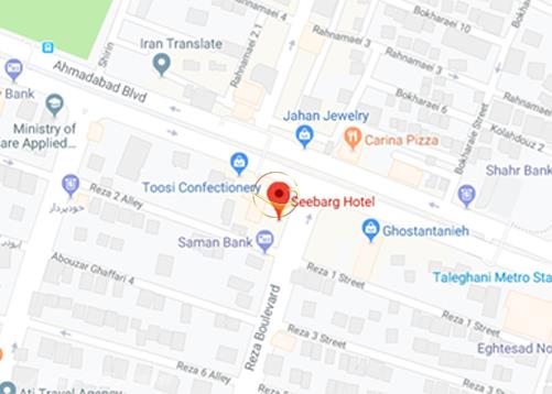 نمای سالن رز هتل سی برگ مشهد روی نقشه