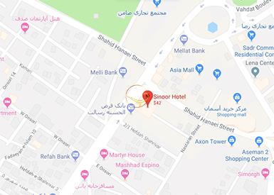 نمای سالن آمفی تئاتر هتل سی نور مشهد روی نقشه