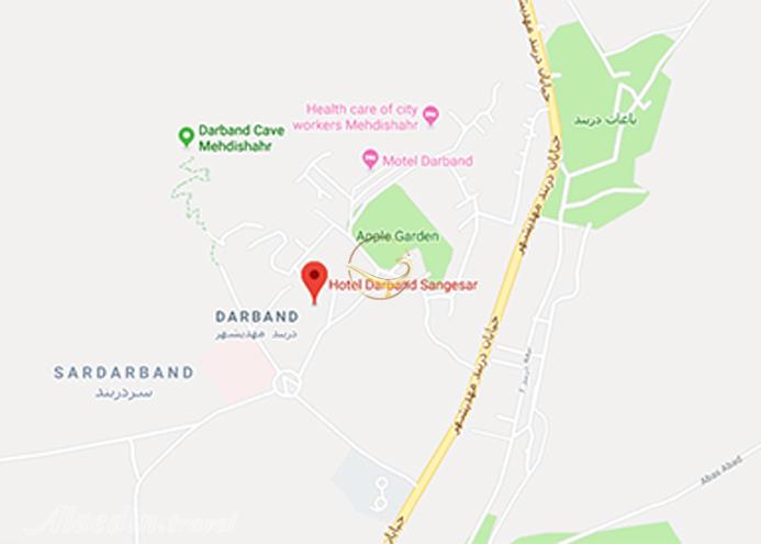 نمای سالن رز هتل دربند مهدیشهر روی نقشه