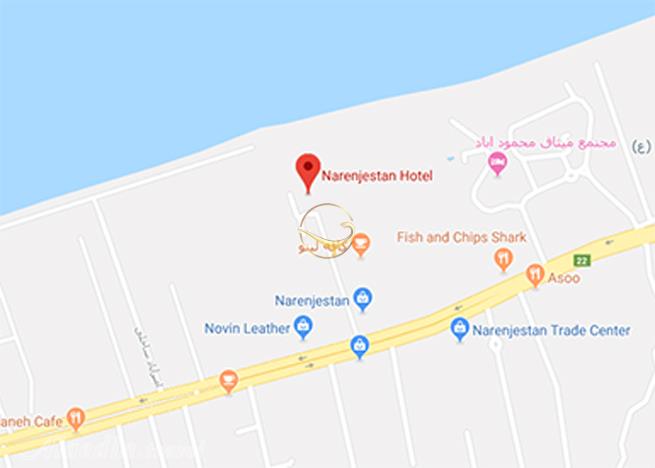 نمای سالن آمفی تئاتر هتل نارنجستان نور روی نقشه