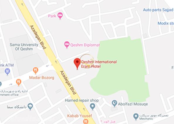 نمای سالن آمفی تئاتر هتل ارم قشم روی نقشه