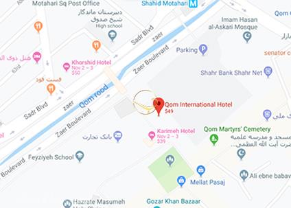 نمای سالن همایش عطار هتل بین المللی قم روی نقشه