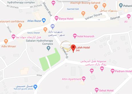 نمای سالن همایش هتل لاله سرعین روی نقشه