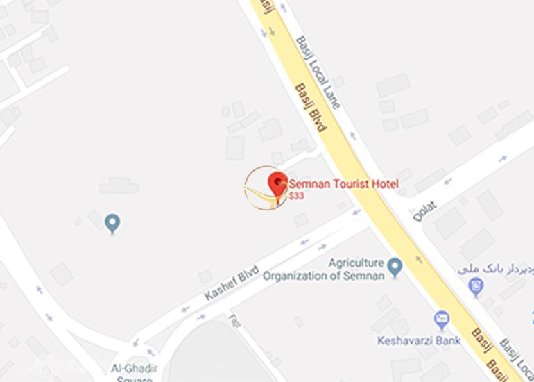 نمای سالن پذیرایی یاس هتل جهانگردی سمنان روی نقشه