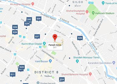 نمای سالن کنفرانس لیدوما پارسه شیراز روی نقشه