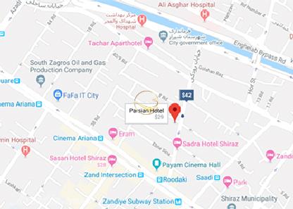 نمای سالن پارسه هتل پارسیان شیراز روی نقشه