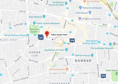 نمای اتاق جلسات هتل آزادی تبریز روی نقشه