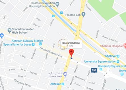 نمای تالار عروسی هتل گسترش تبریز روی نقشه