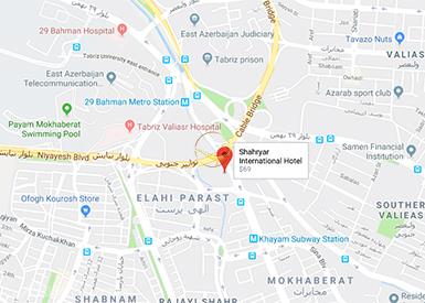 نمای سالن یاقوت هتل شهریار تبریز روی نقشه