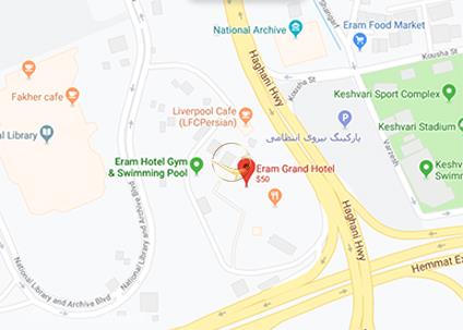 نمای سالن سپهر هتل ارم تهران روی نقشه