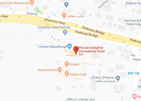 نمای سالن نوفل لوشاتو هتل پارسیان استقلال تهران روی نقشه