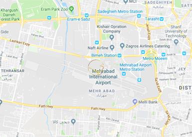 نمای سالن های cip فرودگاه مهرآباد تهران روی نقشه