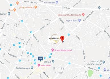 نمای سالن همایش هتل آریا ارومیه روی نقشه