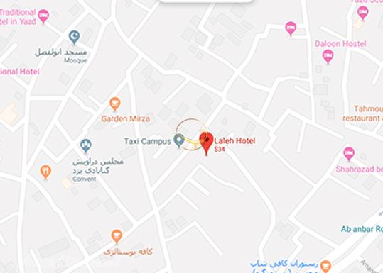نمای سالن کنفرانس هتل لاله یزد روی نقشه