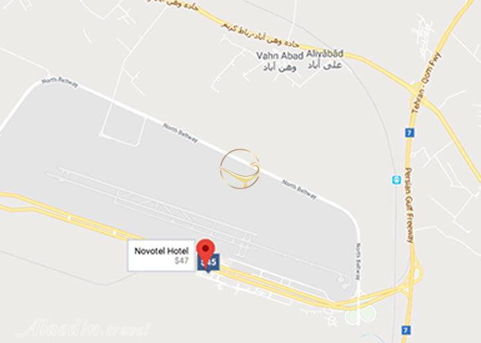 نمای سالن رز هتل نووتل تهران روی نقشه